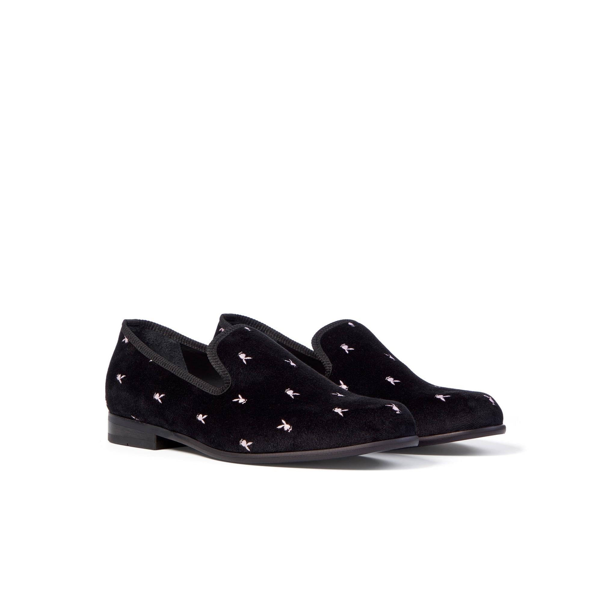 Duke + Dexter Velvet Mini Rabbit Head Loafers - Playboy