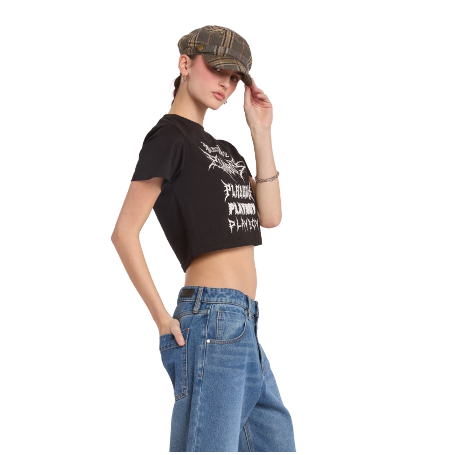 Graffiti "Playboy" Font Cropped Tee - Playboy