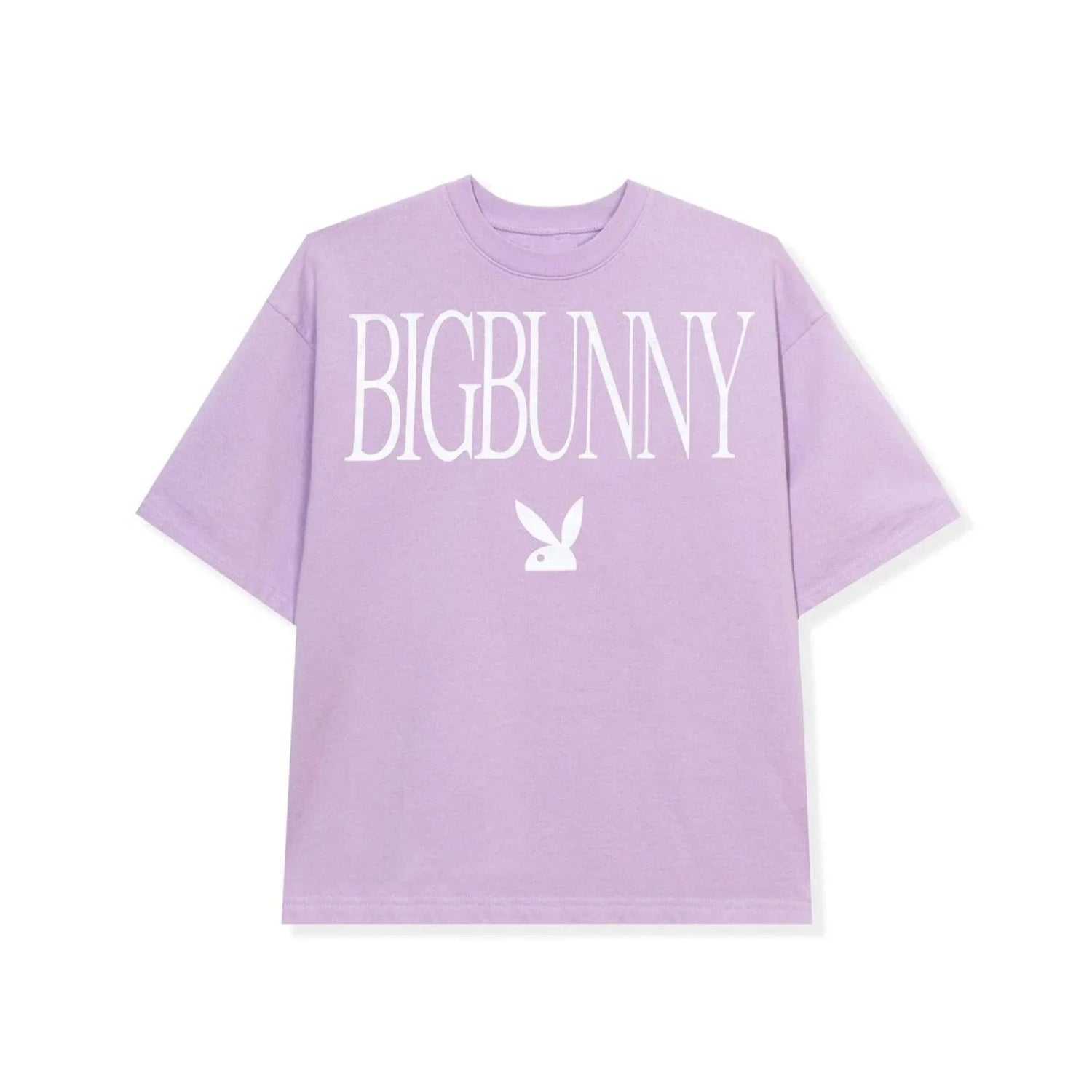 Lavender heavyweight fleece t-shirt with BIGBUNNY text and bunny graphic on front