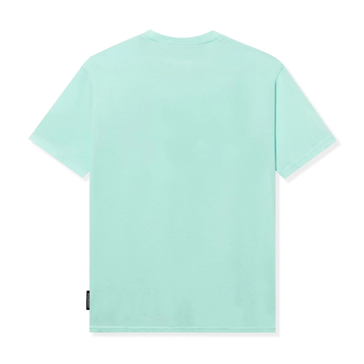 Back view of oversized mint green unisex t-shirt, short sleeves, solid color
