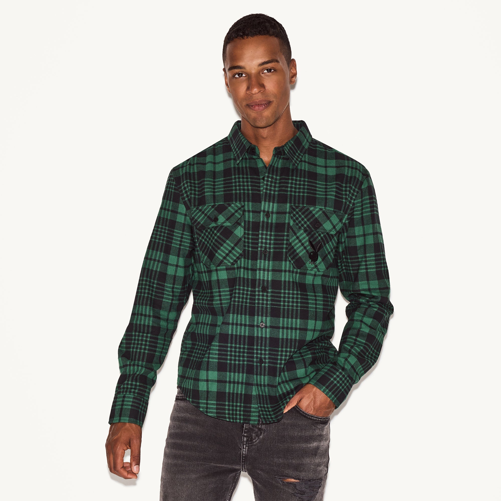 Men's Flannel Long Sleeve Shirt - Playboy