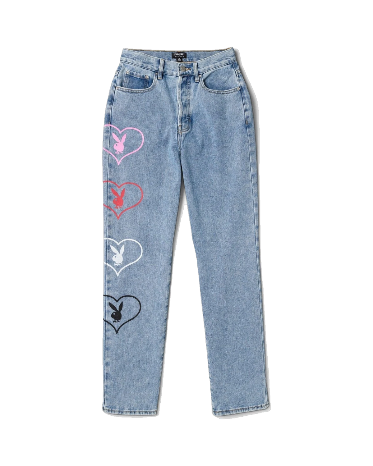 Womens Baggy Bunny Heart Denim Pants Amore