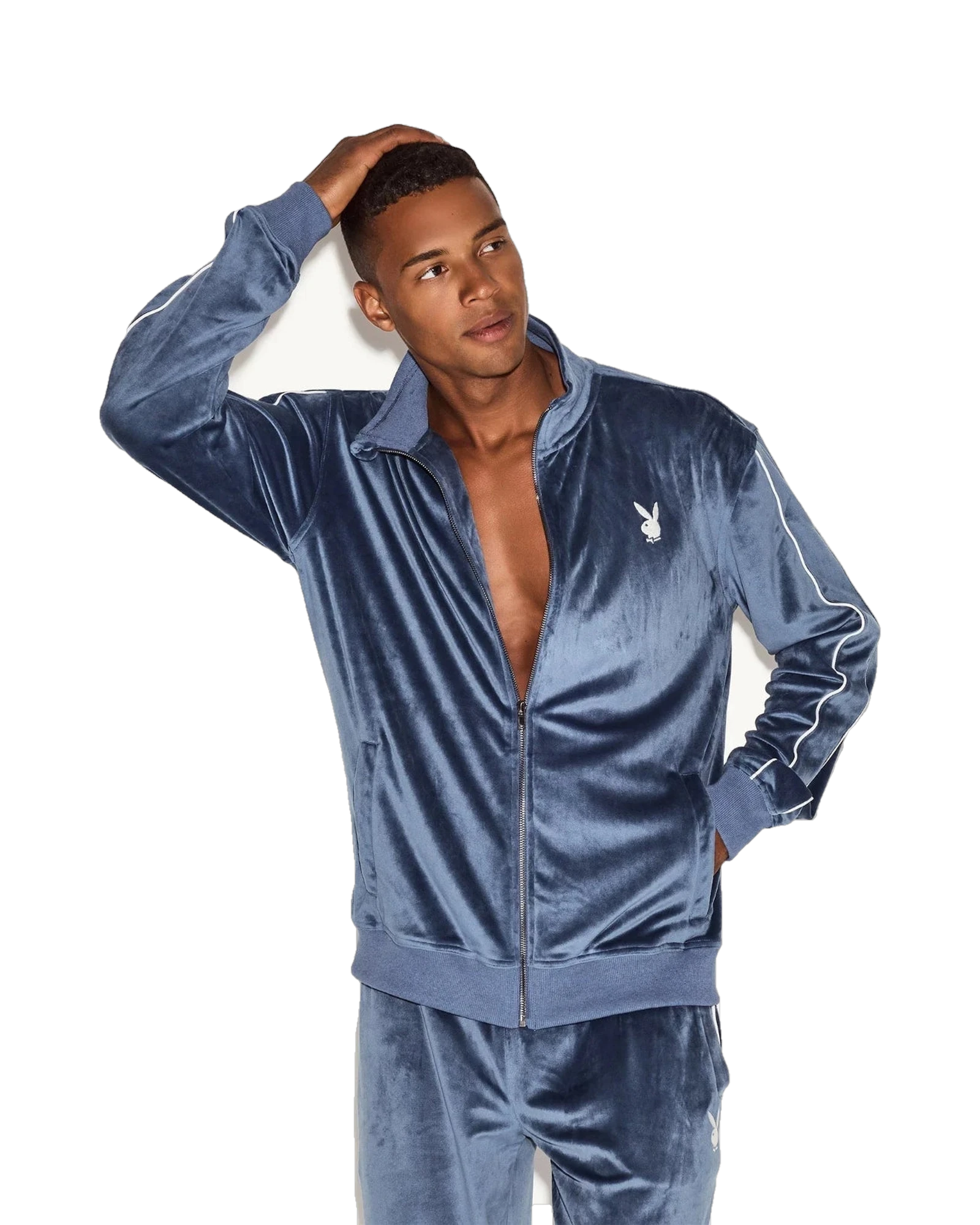 The Velour Track Jacket Chambray