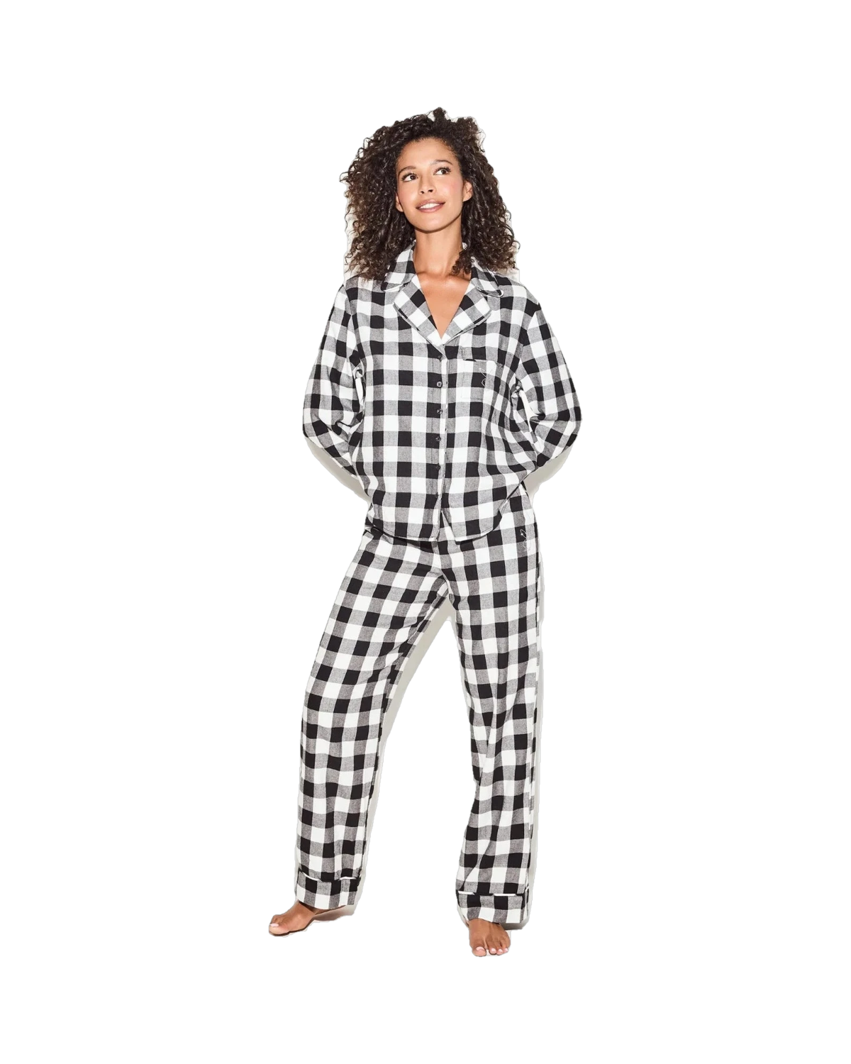 The Flannel Sleep Shirt Black White Check