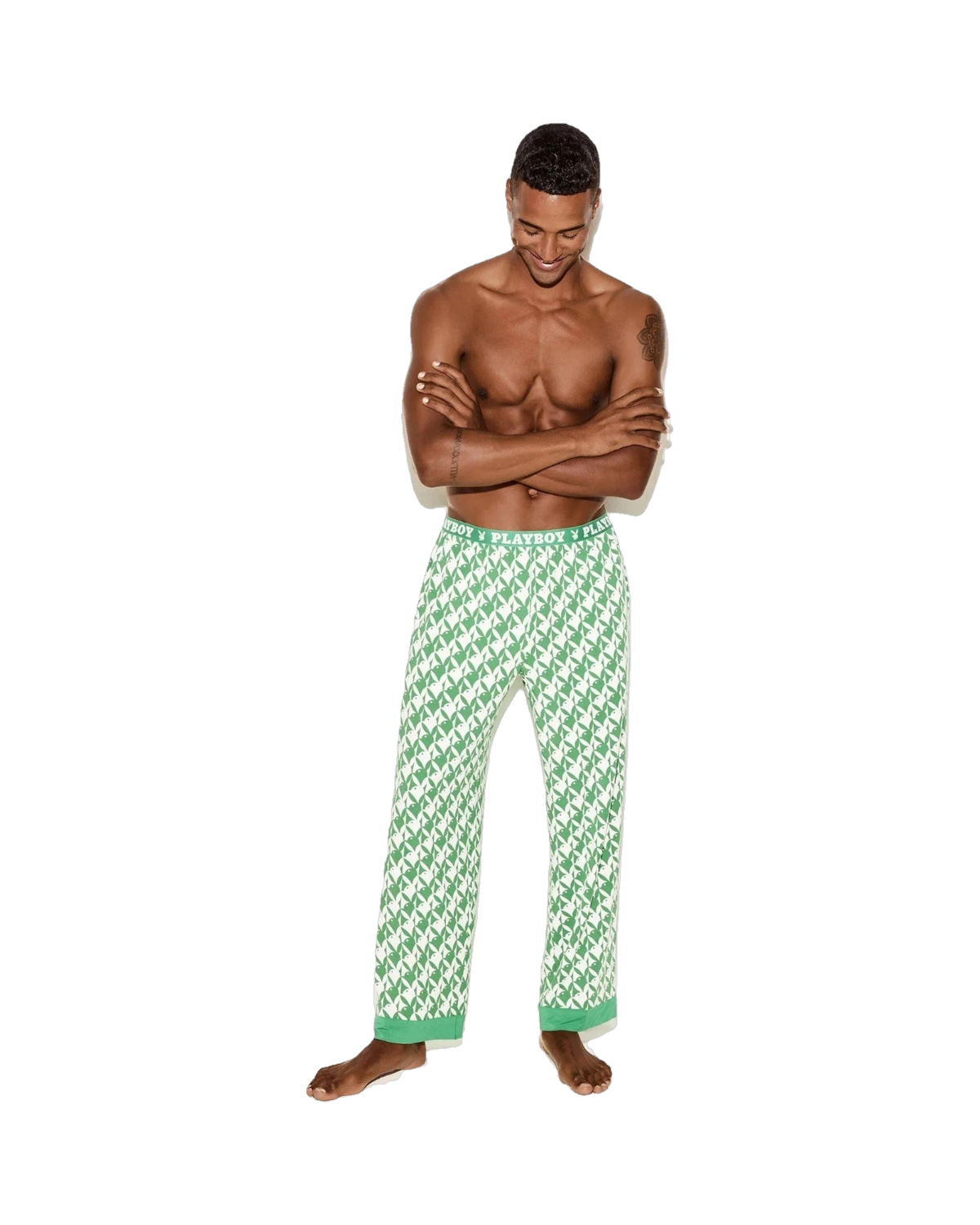 The Mens Pj Set Holiday Bunny Green