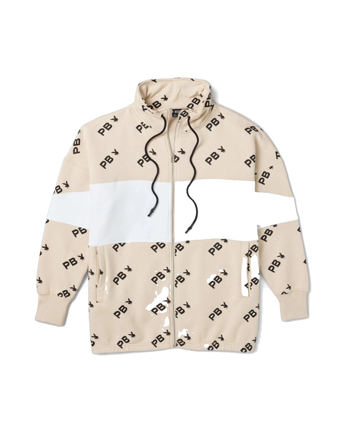 Womens All Over Print Color Block Zip Sweatshirt