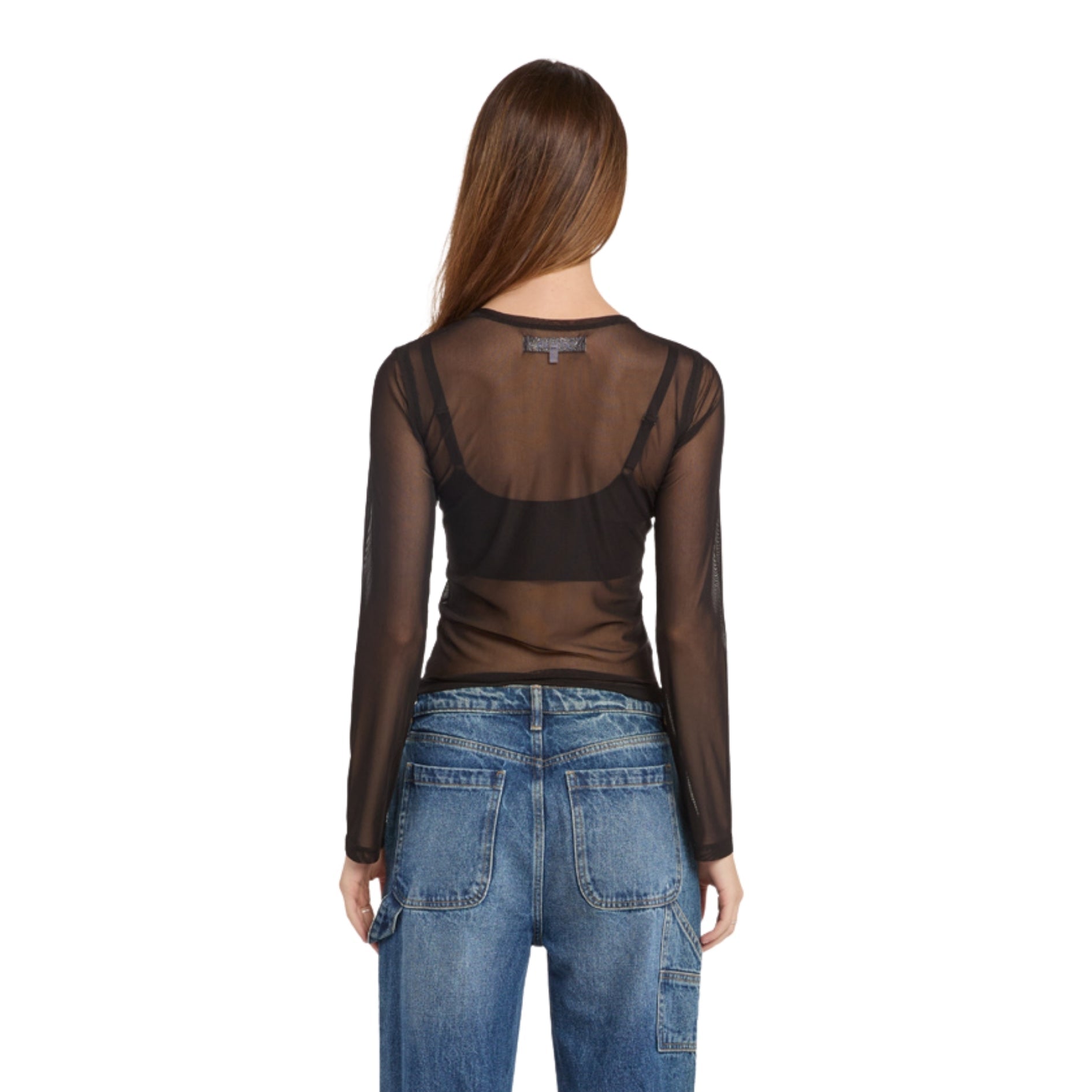 "Playboy" Rhinestone Mesh Long Sleeve Top - Playboy