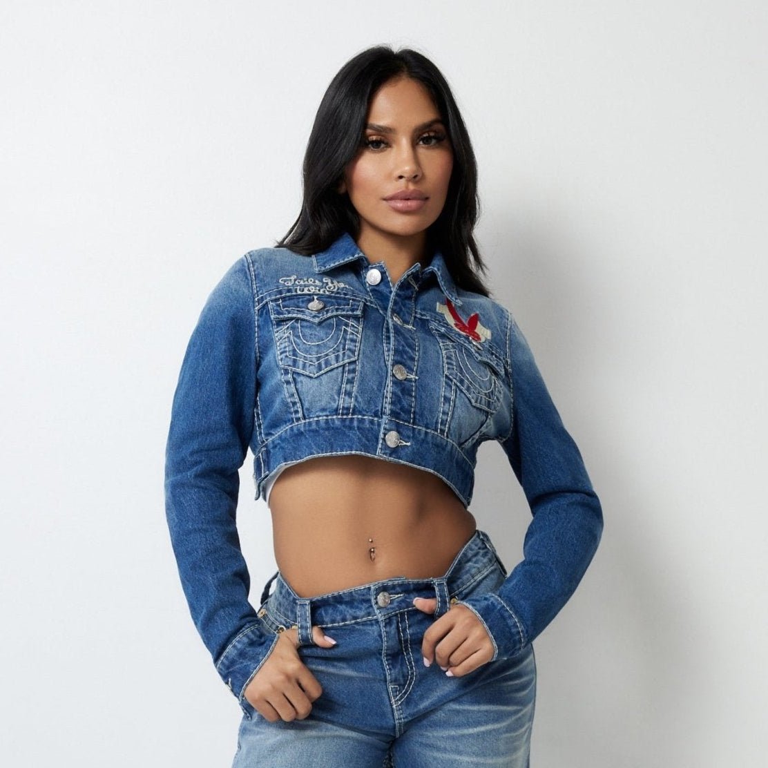 Playboy X True Religion Cropped Denim Jacket - Playboy