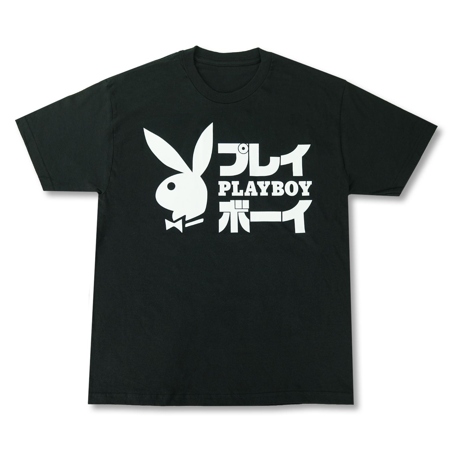 Playboy Kanji Stacked Rabbit Head Black Tee