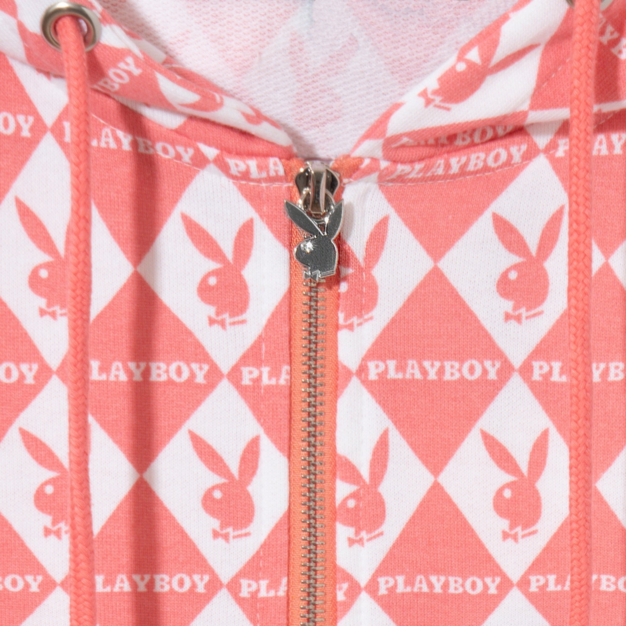 Rabbit Head Oversized Zip - Up Hoodie - Playboy