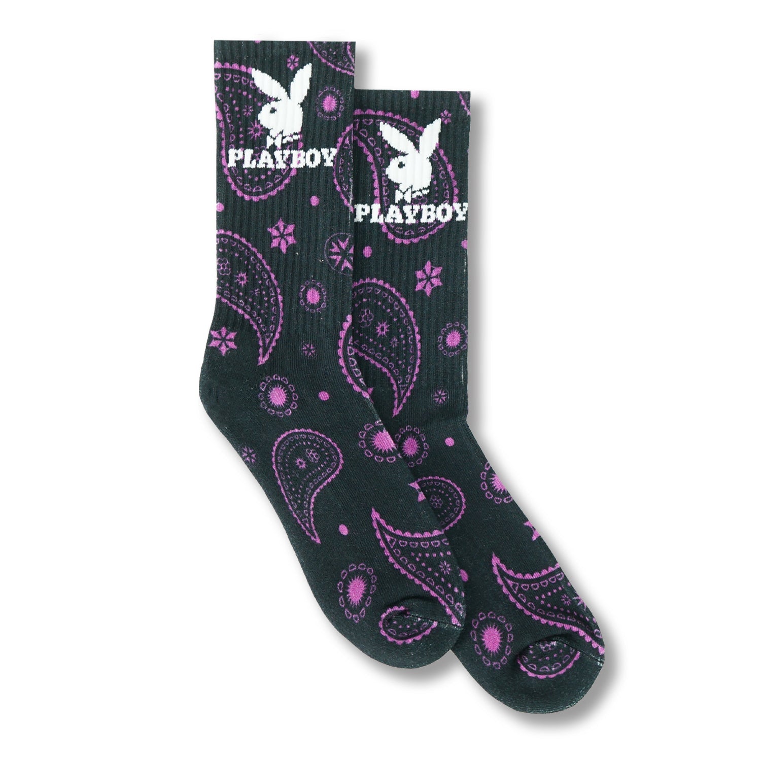 Rabbit Head Paisley Crew Socks - Playboy