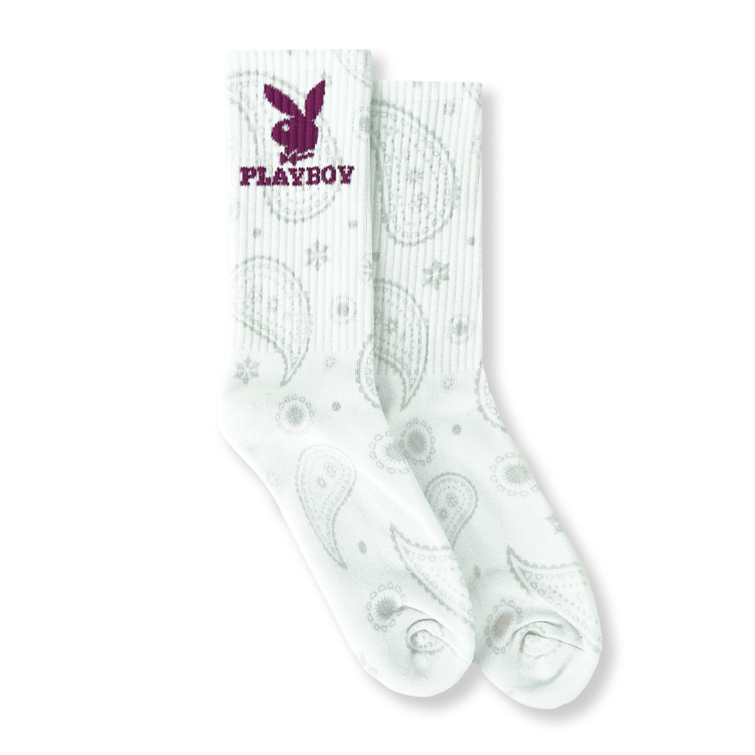 Rabbit Head Paisley Crew Socks - Playboy