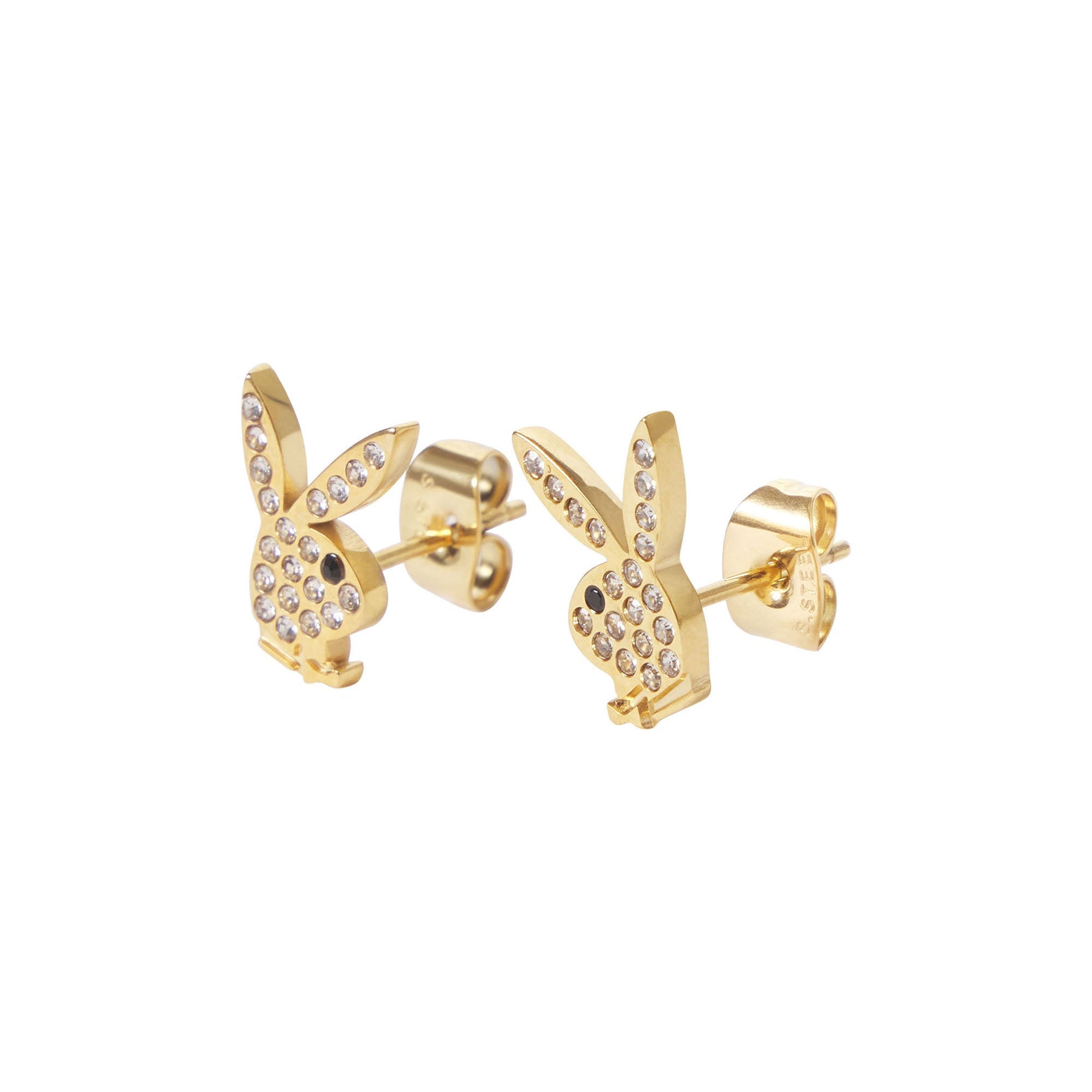 Rabbit Head Pave Stud Earrings - Playboy