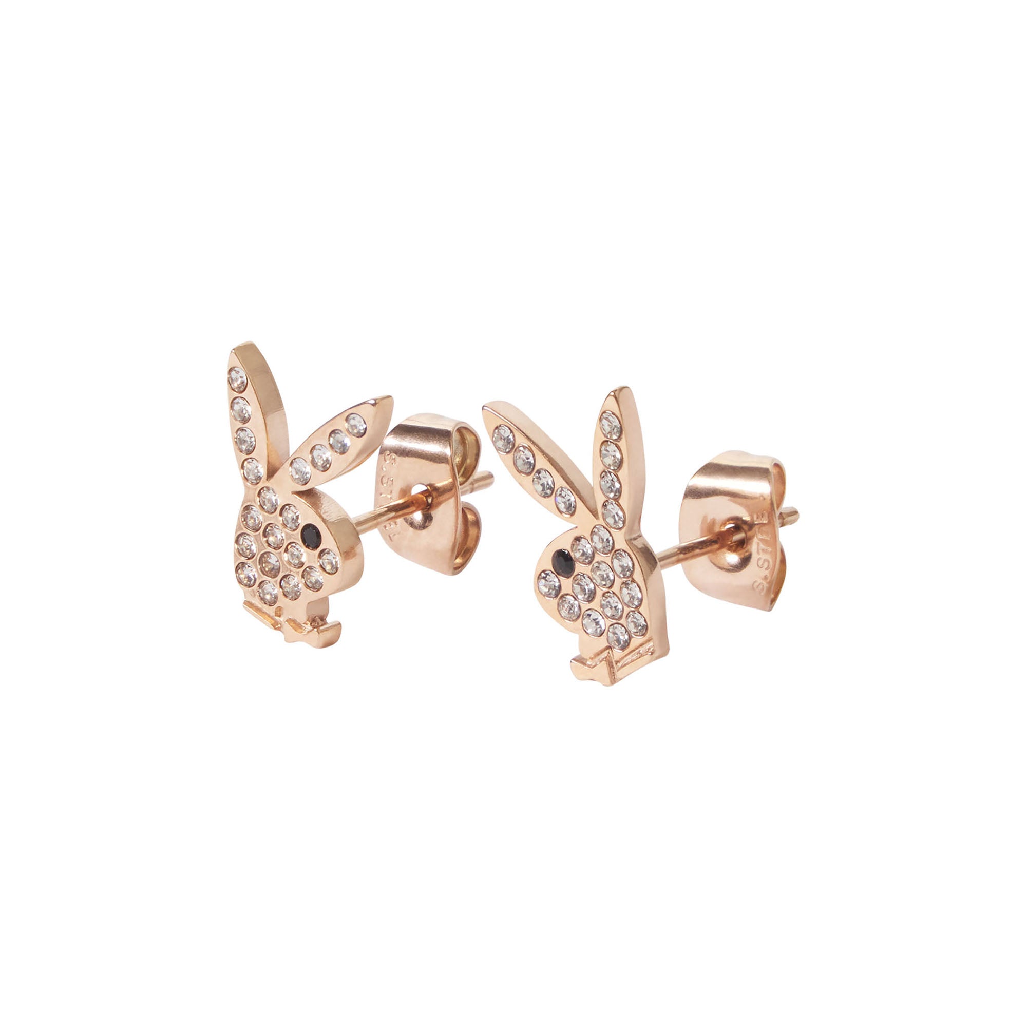 Rabbit Head Pave Stud Earrings - Playboy