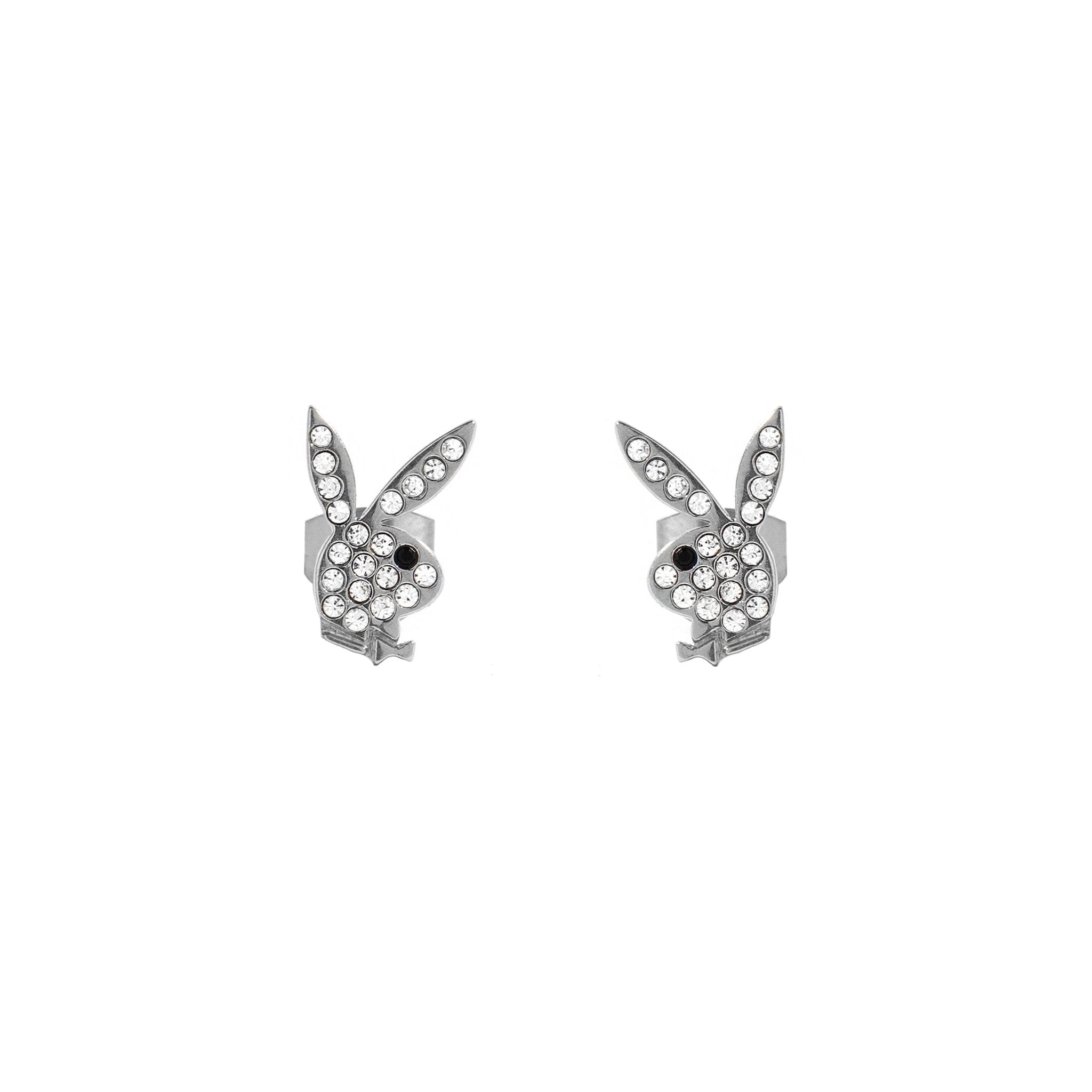 Rabbit Head Pave Stud Earrings - Playboy