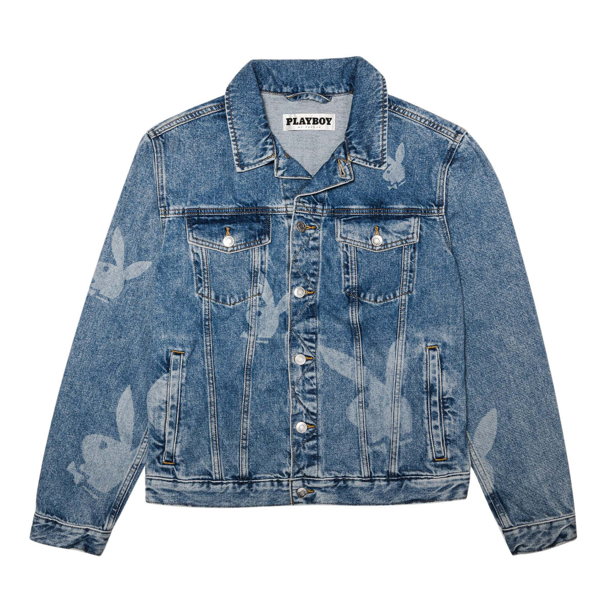 Denim Jacket: Captivating Playboy Repeating Logo Design
