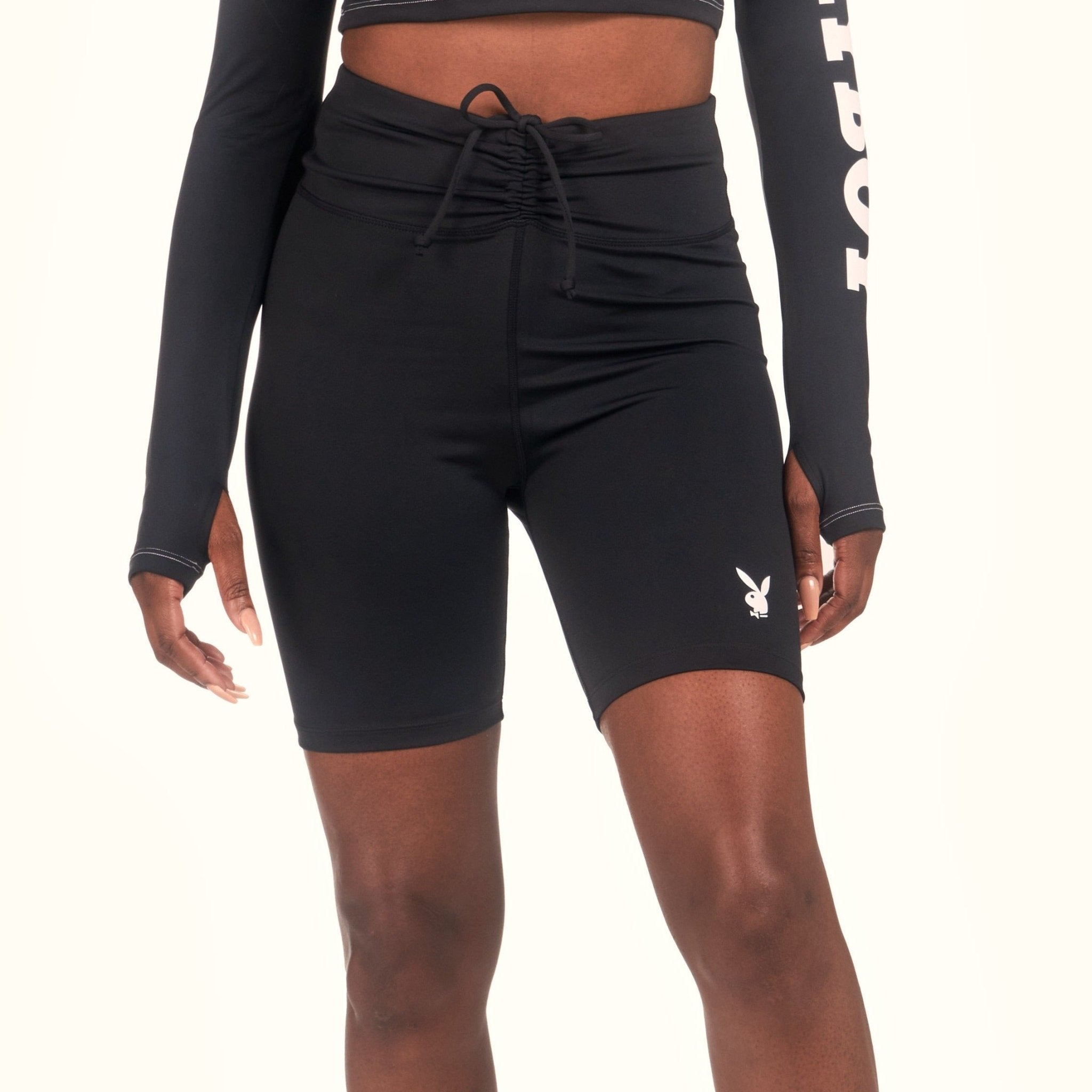 Women's Active Tie Ruched Bike Shorts - Playboy