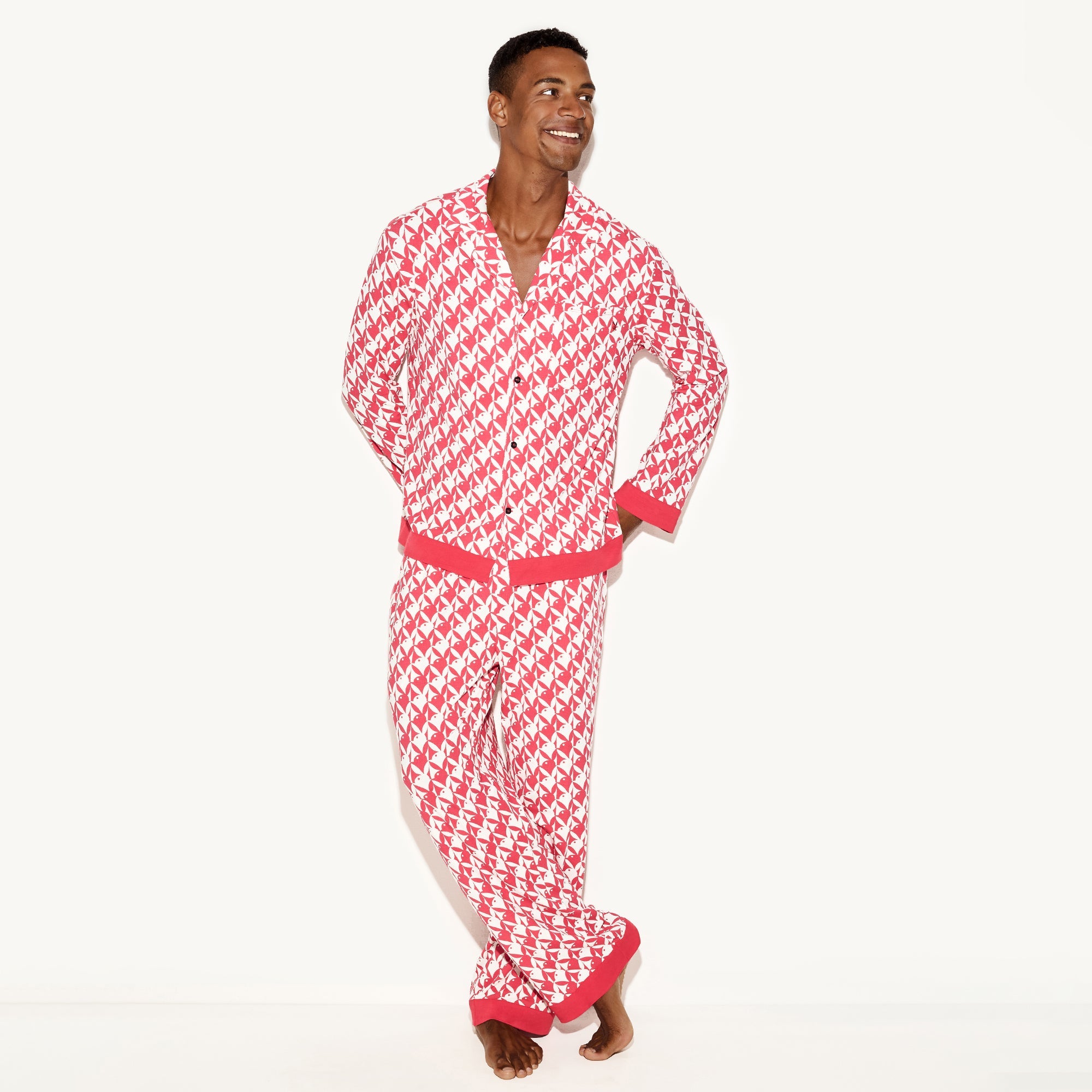 Men's Classic Pajama Set Bunny Red