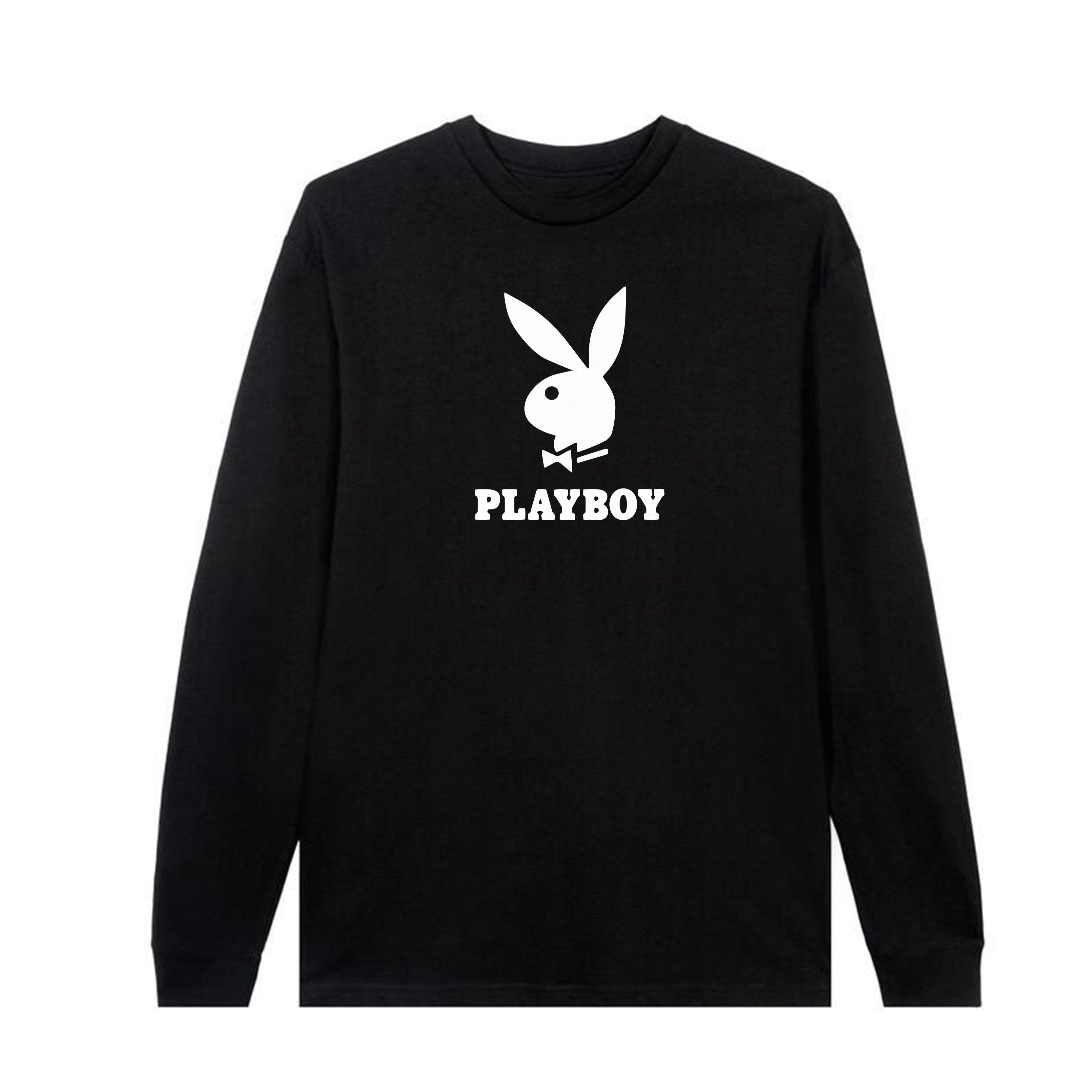 Playboy Rabbit Head Long Sleeve Men's T-Shirt - Black